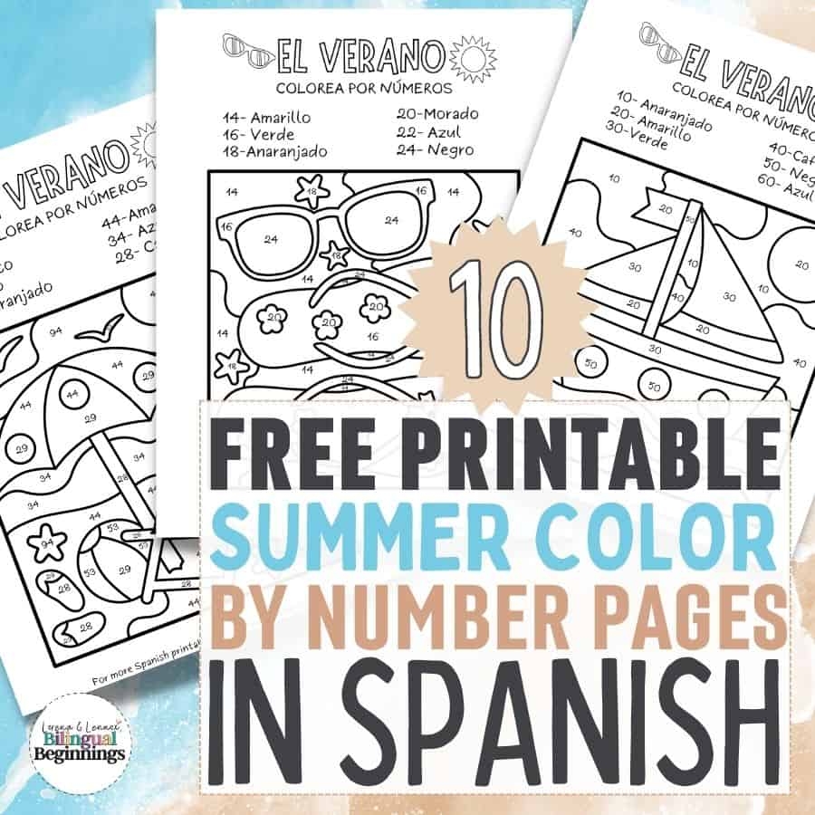 10 Color By Number Printable Summer Worksheets In Spanish Bilingual Beginnings 10 Color By Number Printable Summer Worksheets In Spanish Bilingual Beginnings