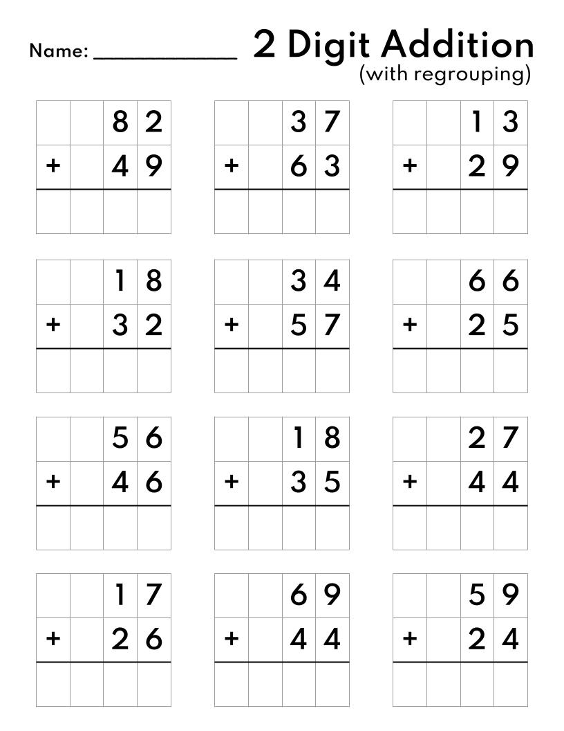 10 Printable Two Digit Addition Worksheets Double Digit Addition Worksheets 1st Grade 2nd Grade Made By Teachers Two Digit Addition With And Without Regrouping Worksheets Etsy Finland