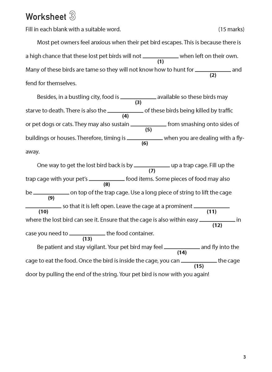 100 English Worksheets Primary 5 Comprehension Cloze CPD Singapore Education Services Pte Ltd