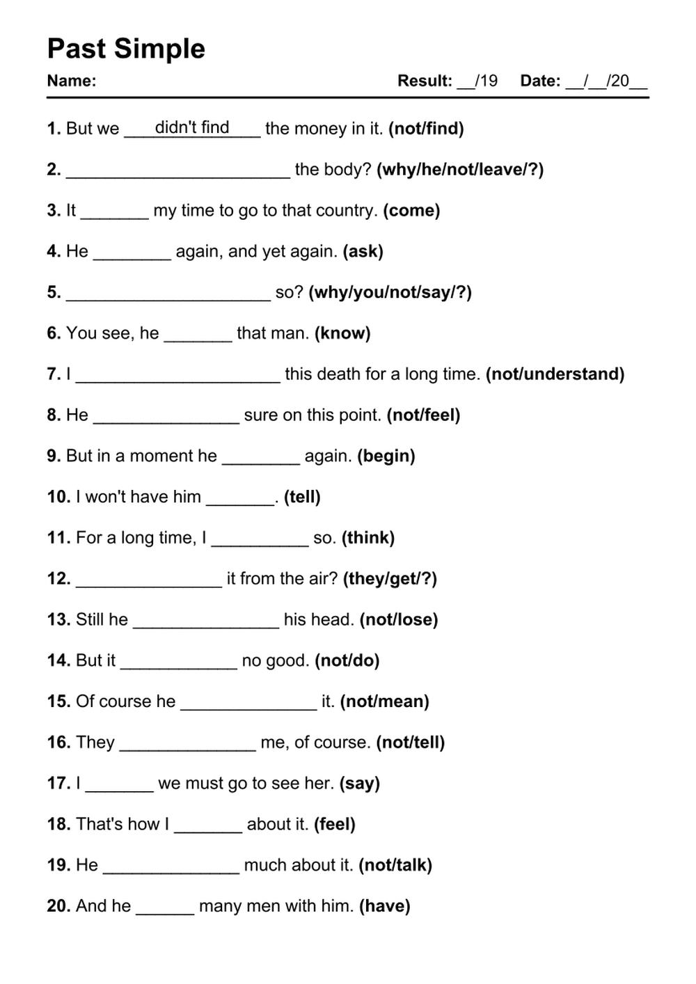 Worksheet Simple Past Present And Future Tense Verbs Schemes And Mind Maps English Literature Docsity