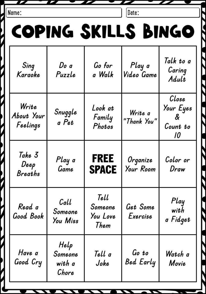 Free Coping Skills Worksheet Printable PDF ChoosingTherapy