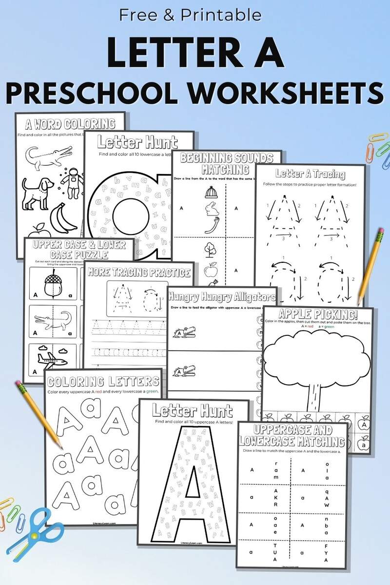 Free Letter A Worksheets For Preschool Kindergarten Fun With Mama