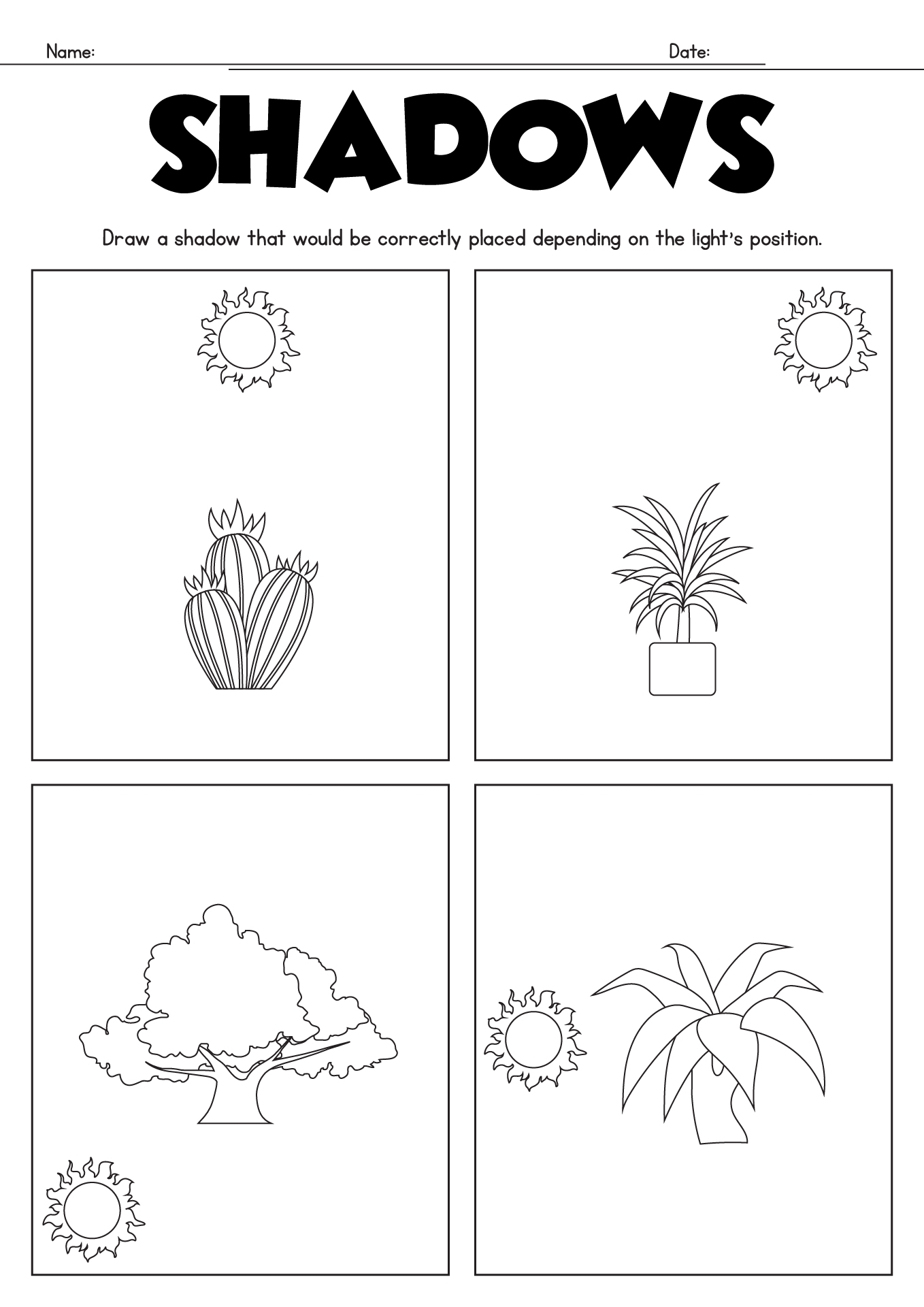 11 My Shadow Worksheet Free PDF At Worksheeto Shadow Lettering Practice Worksheets Easy And Simple Digital Download Etsy