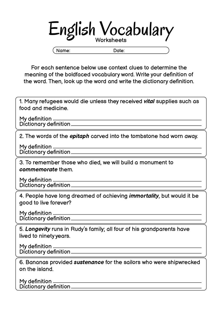 13 English 9th Grade Vocabulary Worksheets Free PDF At Worksheeto