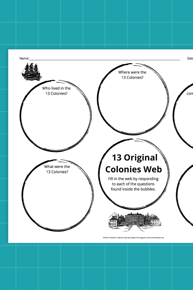 13 Original Colonies Map Bundle Free Printable Worksheets