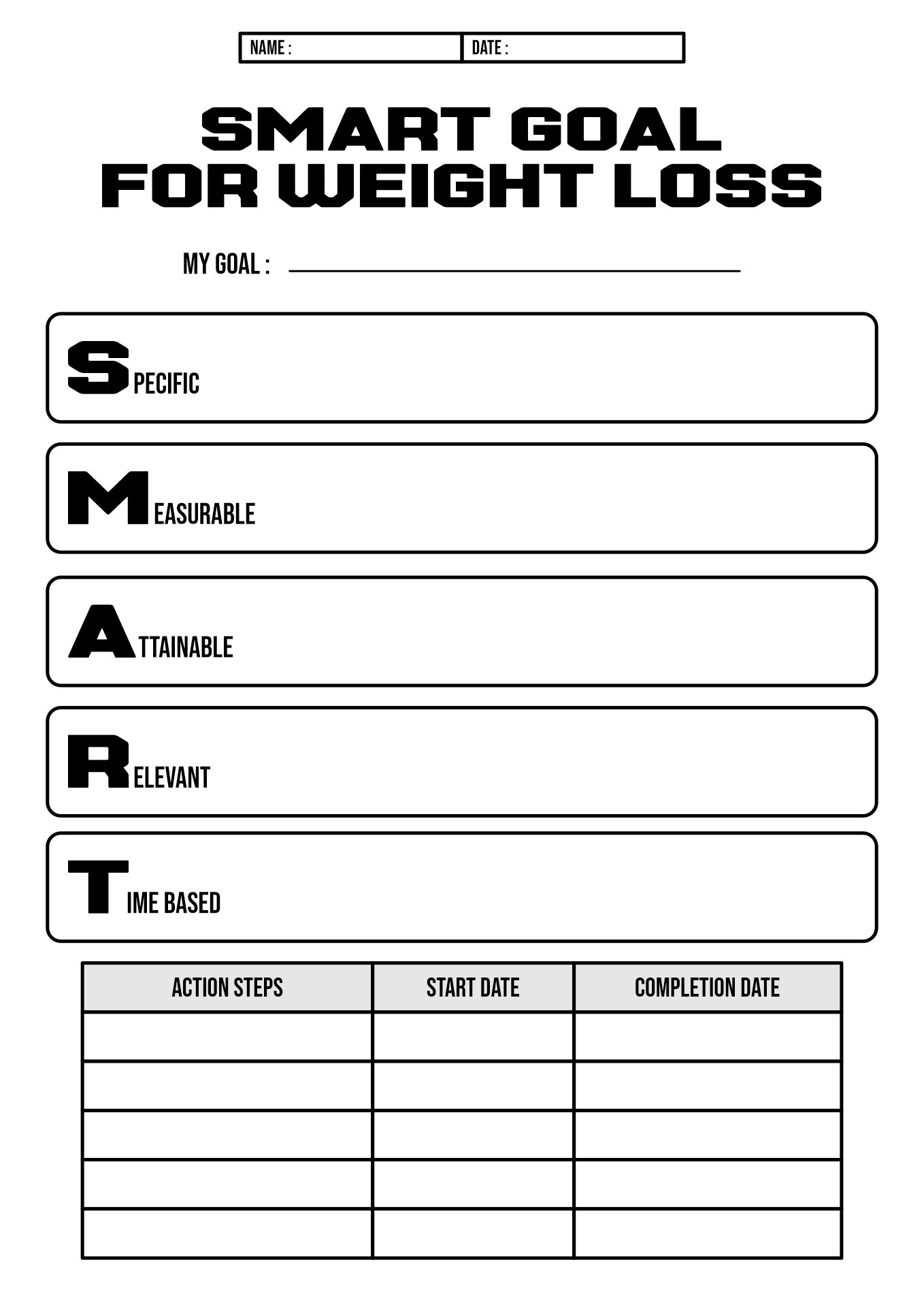 13 Weight Loss Goals Smart Worksheet Free PDF At Worksheeto Non Diet SMART Goals For Improved Well Being H Lsa Nutrition