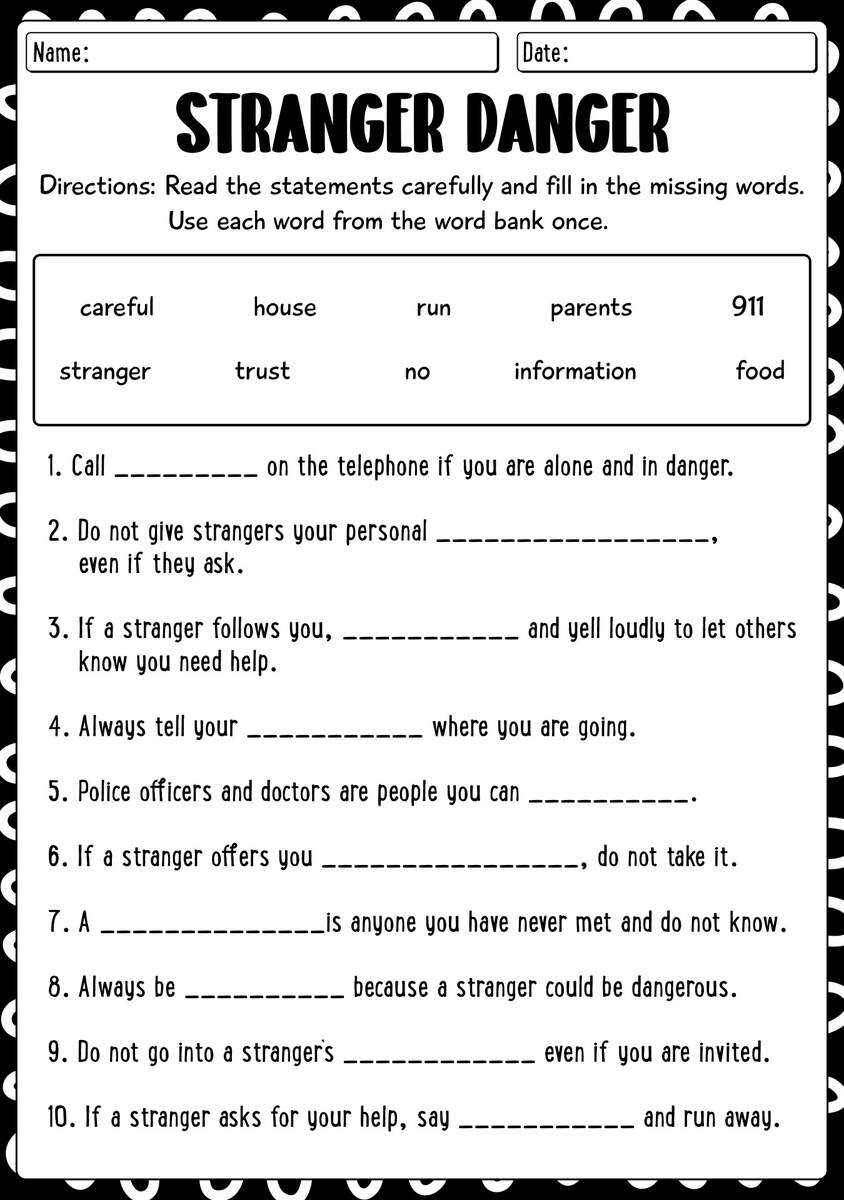 14 Stranger Danger Printable Worksheets For Kids Free PDF At Worksheeto 14 Stranger Danger Printable Worksheets For Kids Free PDF At Worksheeto