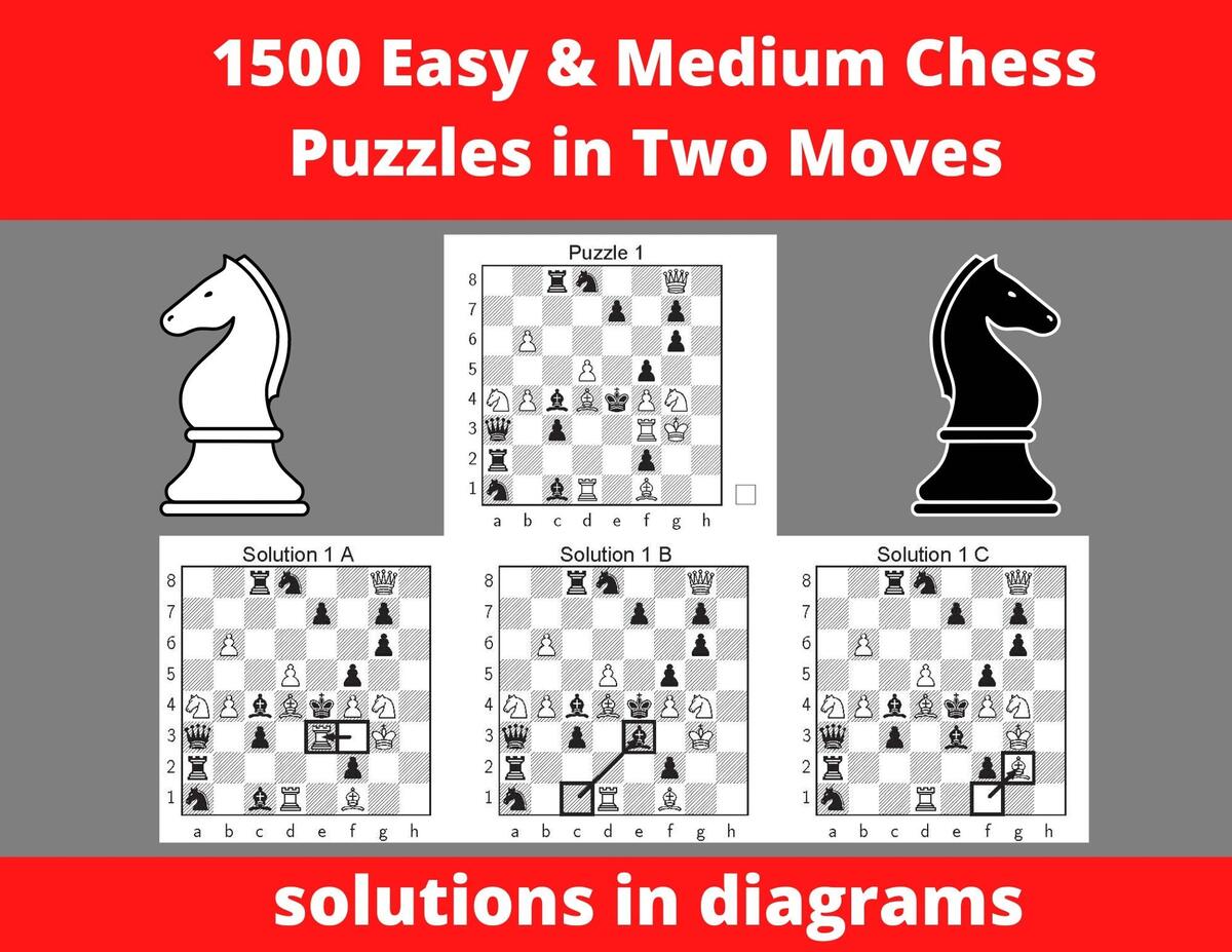 1500 Chess Puzzles In Two Moves Printable PDF With Answers Instant Download Chess Gift Chess Book Chess Game Chess Problems Etsy