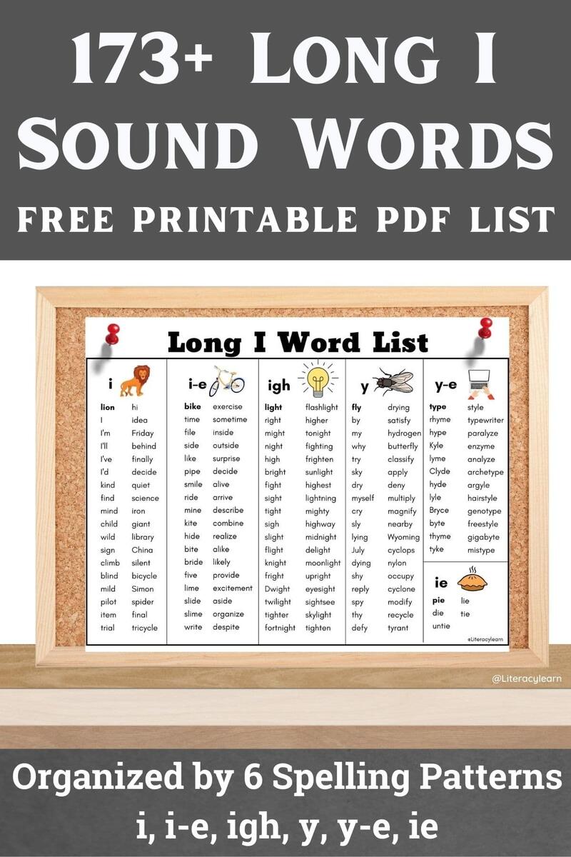 173 Long I Vowel Sound Words Free Printable List Literacy Learn 173 Long I Vowel Sound Words Free Printable List Literacy Learn