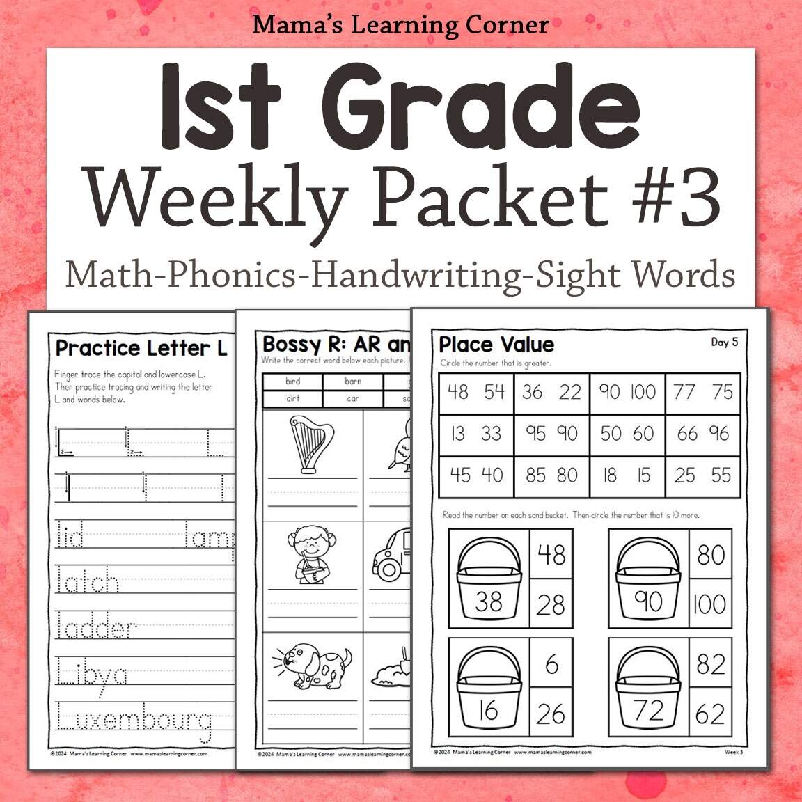 1st Grade Weekly Worksheet Packet 3 Mamas Learning Corner 1st Grade Summer Review Worksheets Week 1 Mamas Learning Corner