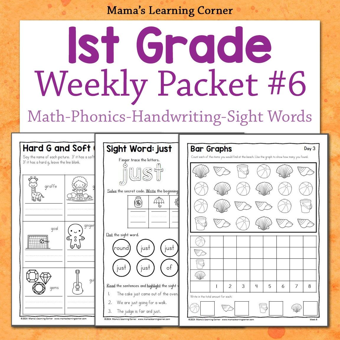 1st Grade Weekly Worksheet Packet 6 Mamas Learning Corner 1st Grade Weekly Worksheet Packet 6 Mamas Learning Corner