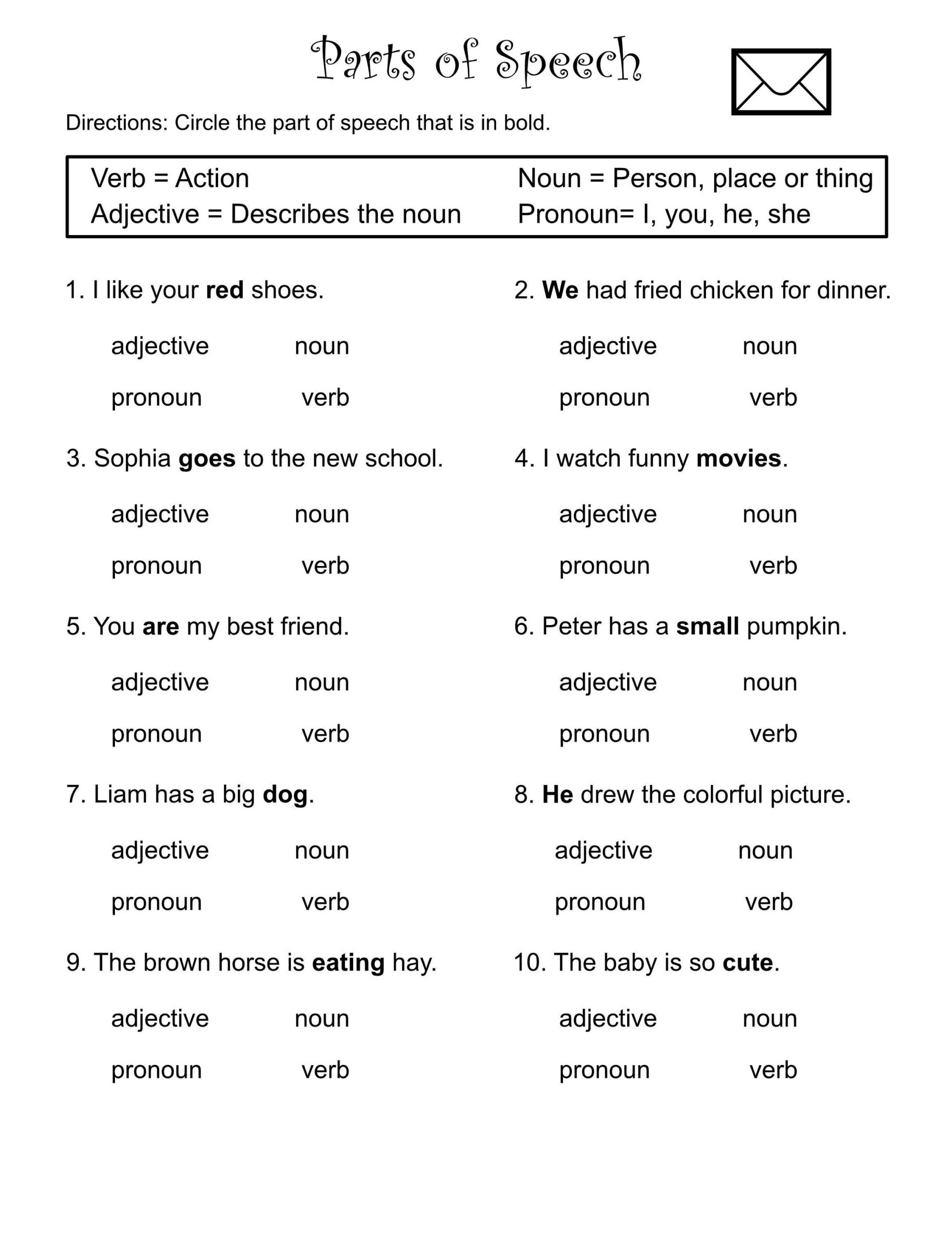 1st Through 3rd Grade Parts Of Speech Worksheets Verbs Nouns Adjectives Pronouns Printable Etsy Finland