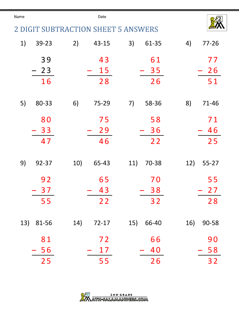 2 Digit Subtraction With Regrouping Worksheets 2 Digit Subtraction With Regrouping Worksheets