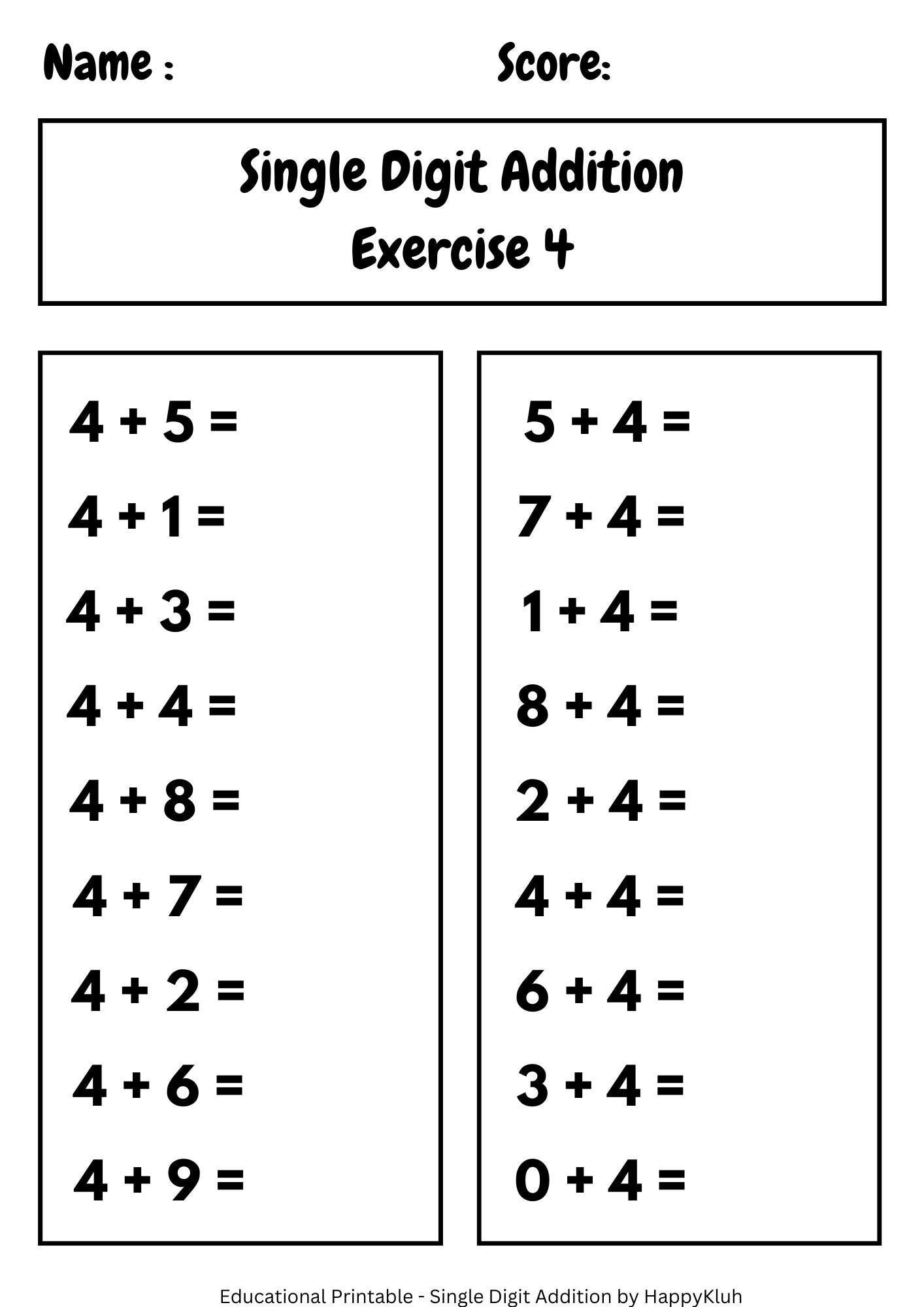 Free Printable Addition Worksheet For Second Grade
