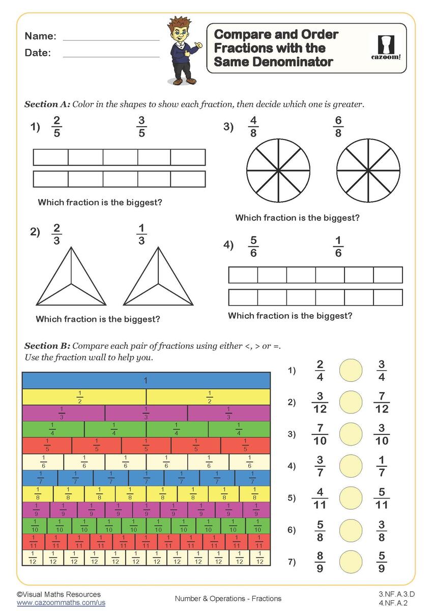 3rd Grade Math Worksheets PDF Printable Math Worksheets Cazoom Math Finding Equivalent Unit Fraction With Fractions Worksheet Download