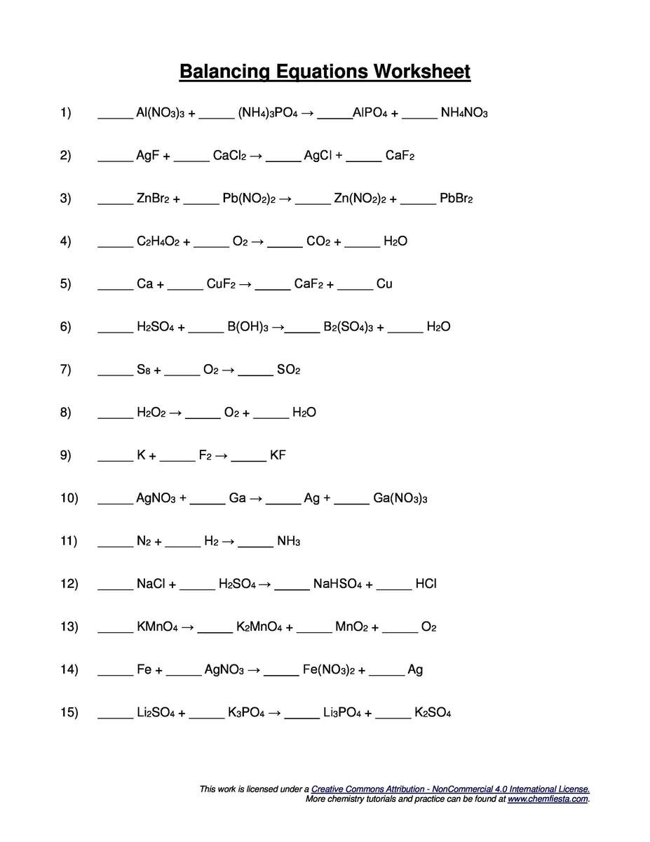 49 Balancing Chemical Equations Worksheets With Answers 49 Balancing Chemical Equations Worksheets With Answers