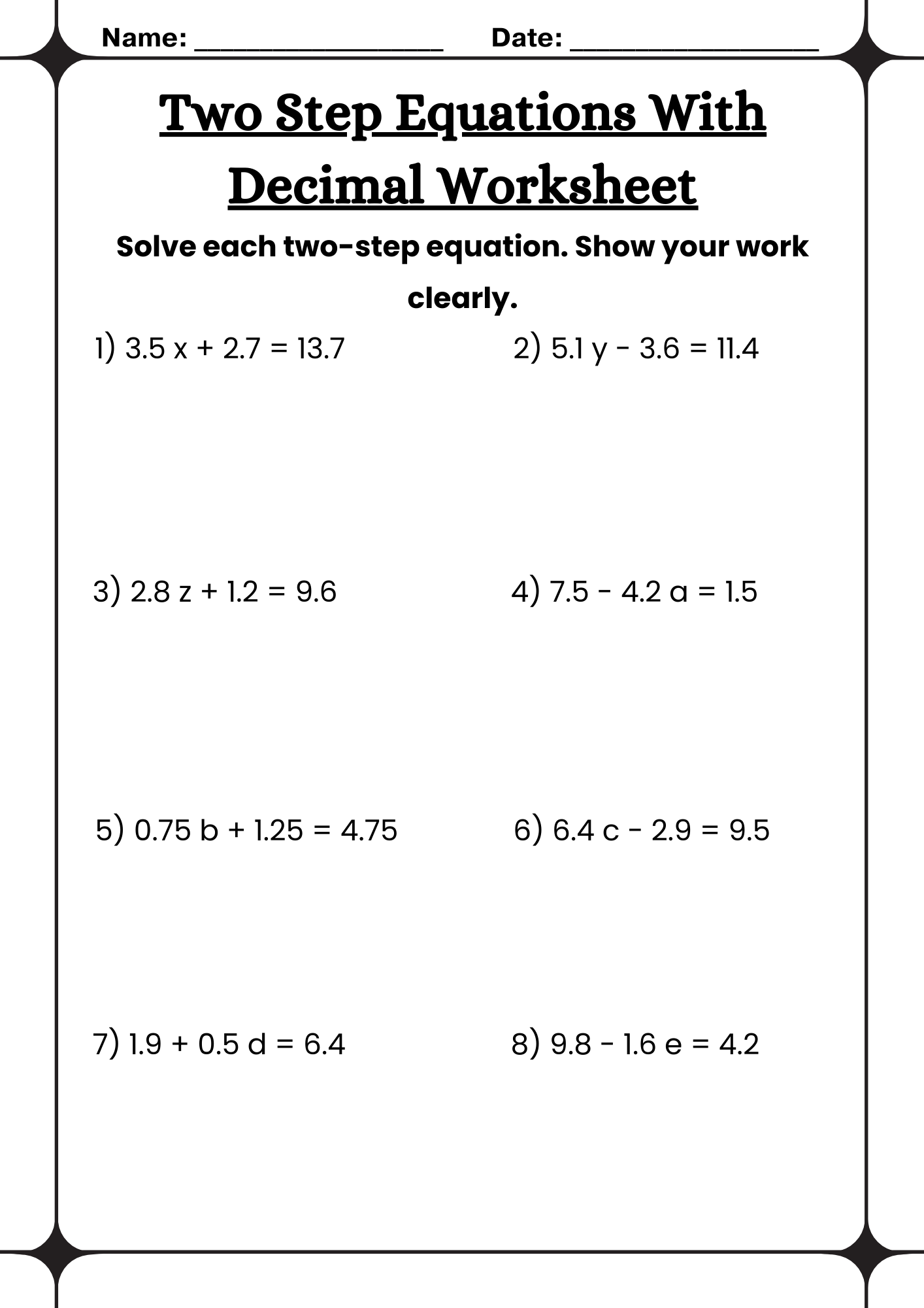 50 Two Step Equations Worksheet Samples To Download In PDF 50 Two Step Equations Worksheet Samples To Download In PDF