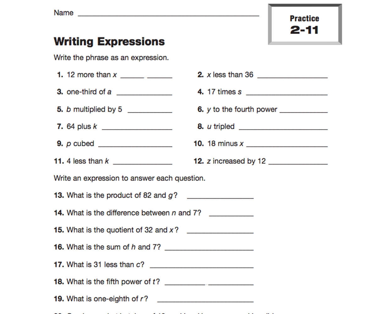 5th Grade Algebra Worksheets 5th Grade Algebra Worksheets