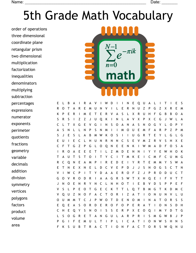 5th Grade Math Vocabulary Word Search WordMint 5th Grade Math Vocabulary Word Search WordMint