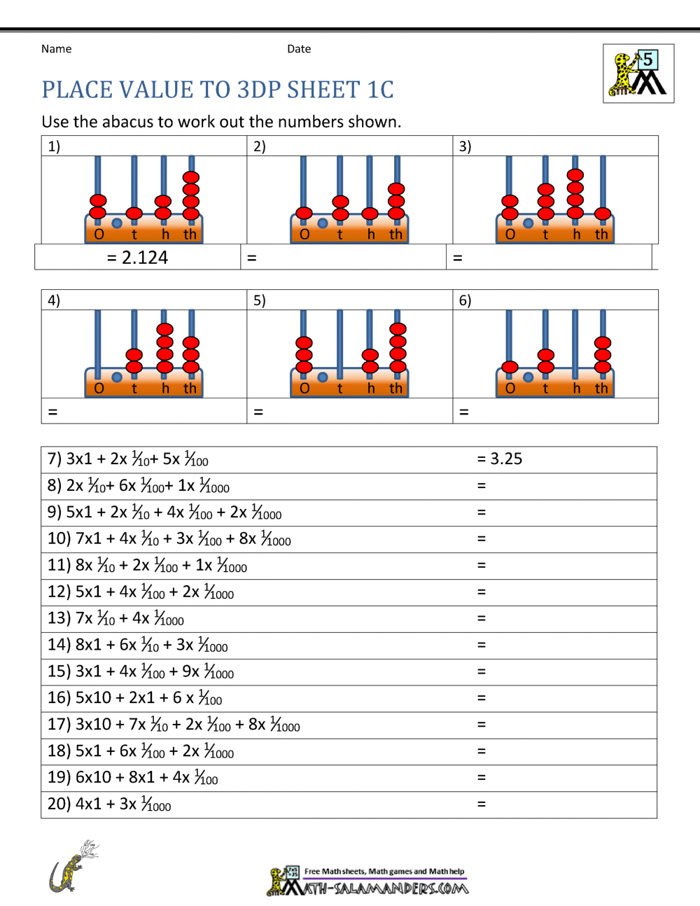5th Grade Place Value Worksheets