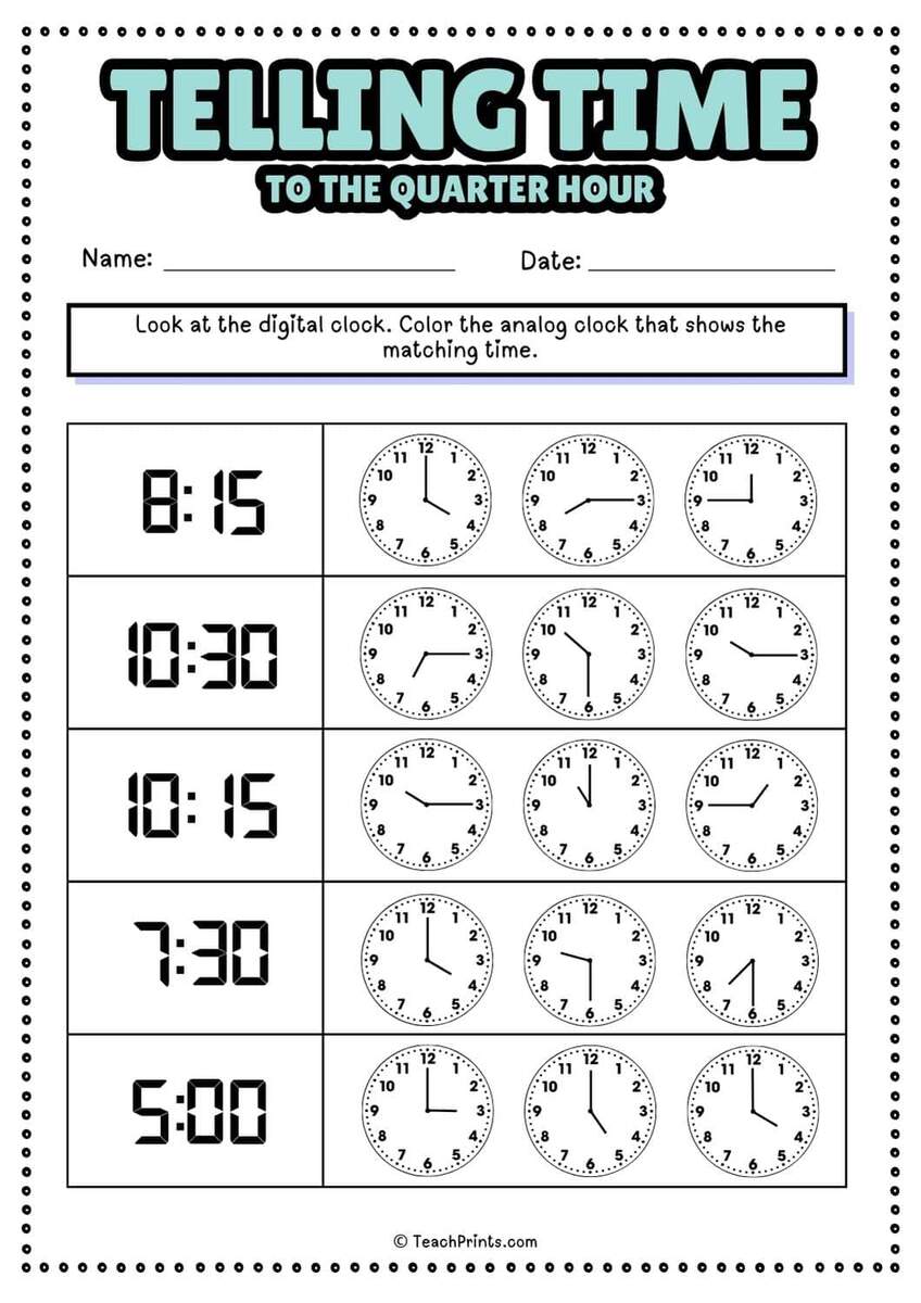 Telling Time Worksheets
