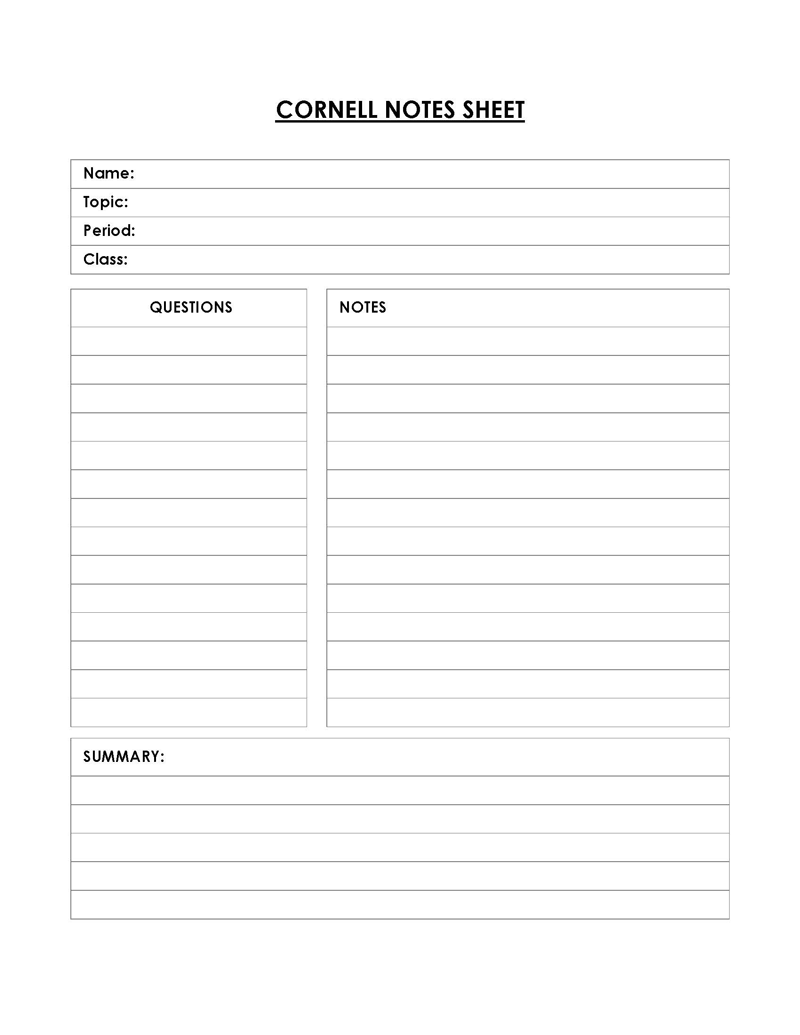64 Free Cornell Note Templates Note Taking Explained ADHD Note Taking PDF Etsy