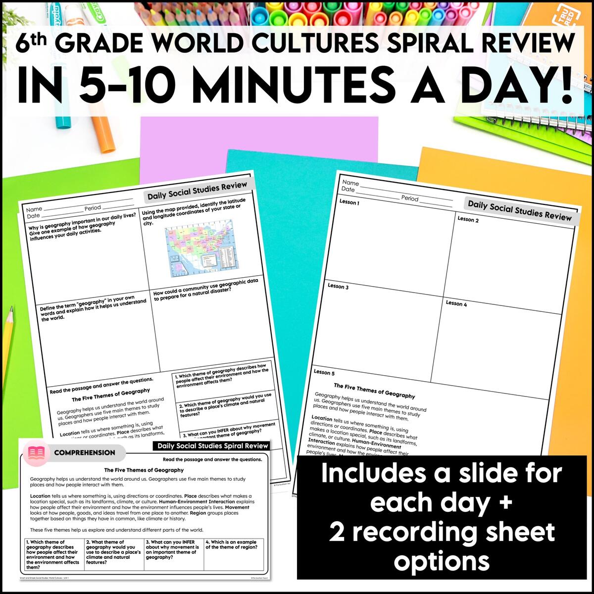 6th Grade Social Studies Daily Spiral Review World Cultures Geography Activities 6th Grade Social Studies Daily Spiral Review World Cultures Geography Activities
