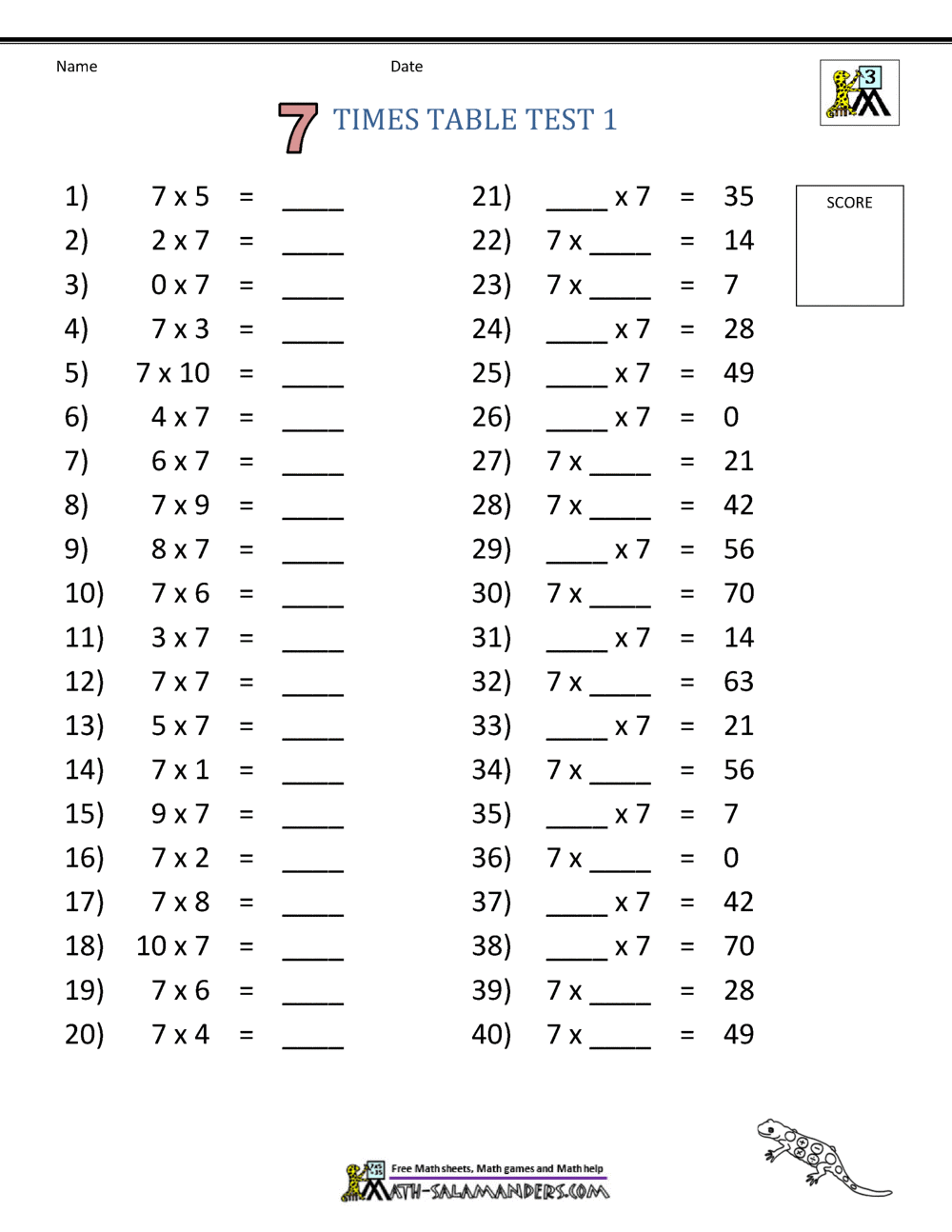 7 Times Table