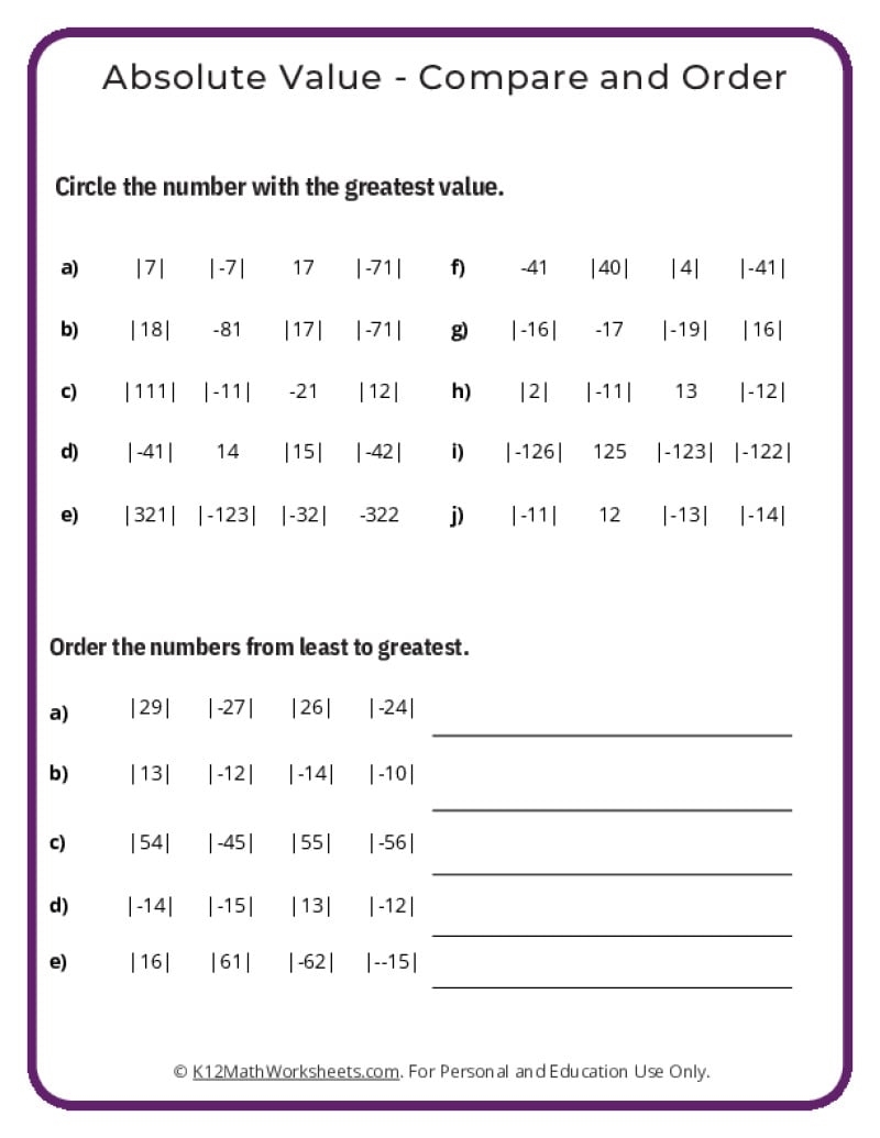 7th Grade Math Worksheets FREE Jr High And High School Worksheets