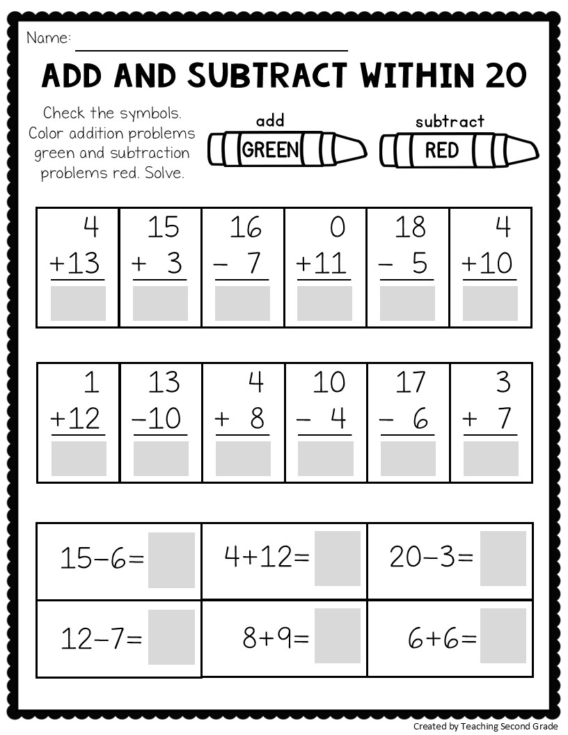 Addition And Subtraction Facts To 20 Worksheets Math Worksheets 1st 2nd Grade Teaching Ideas Made Easy Addition Doubles Worksheets Superstar Worksheets