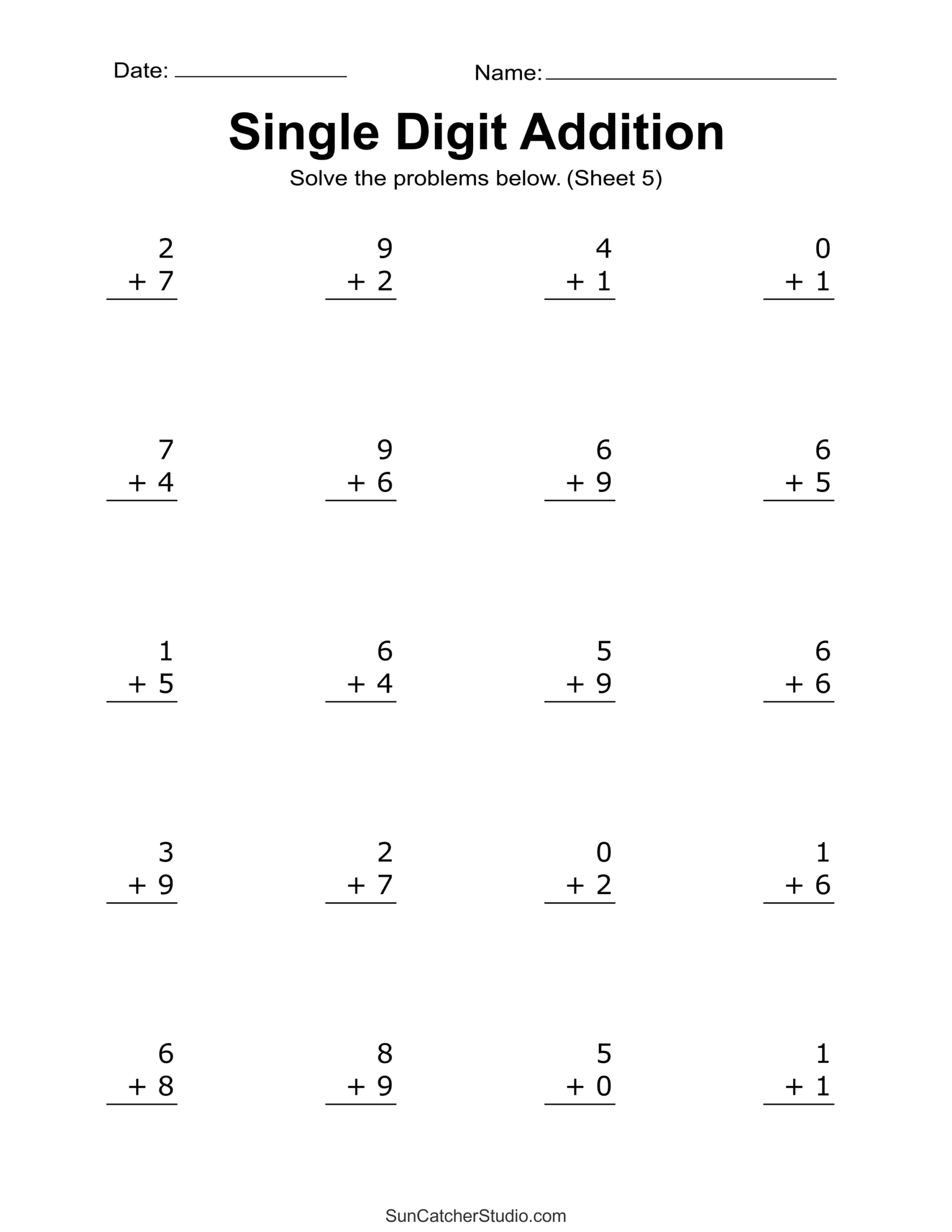 Addition Worksheets Free Printable Easy Math Problems Free Printables Lettering SVG Files Tools Apps 30 Printable Single Digit Addition Worksheets Preschool 2nd Grade Math Etsy Israel