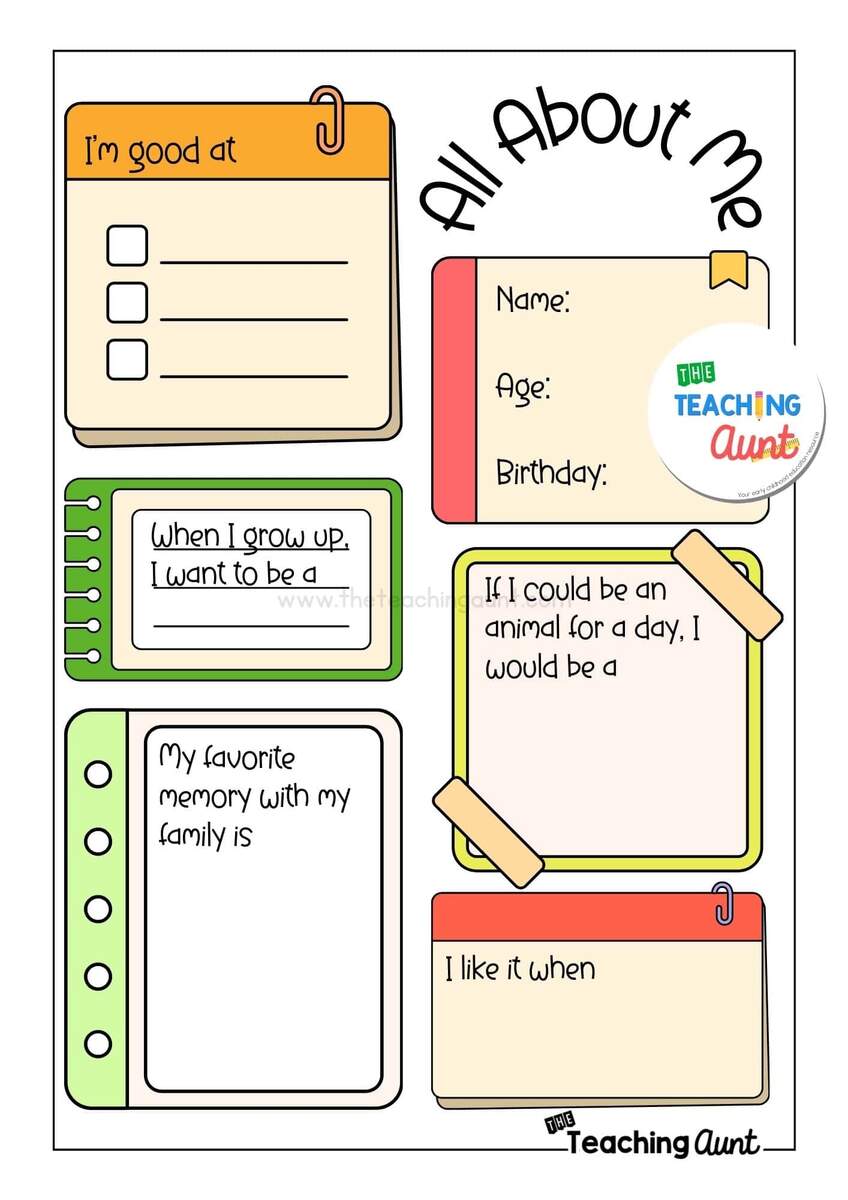 All About Me Worksheets Free Printable The Teaching Aunt All About Me Worksheets Free Printable The Teaching Aunt