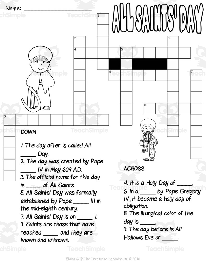 All Saints Day Activity For Middle School Hotsell Www Maria Worksheets Library Catholic Saints Crafts And Activities Packet For Kids Vol 1