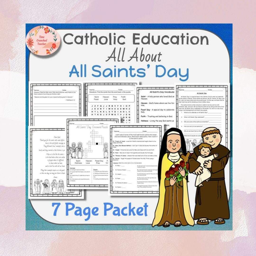 All Saints Day Catholic Worksheets 2nd Grade Saint Study Printable Catholic Activities Feast Day Religion Lesson For Kids Etsy All Saints Day Catholic Worksheets 2nd Grade Saint Study Printable Catholic Activities Feast Day Religion Lesson For Kids Etsy
