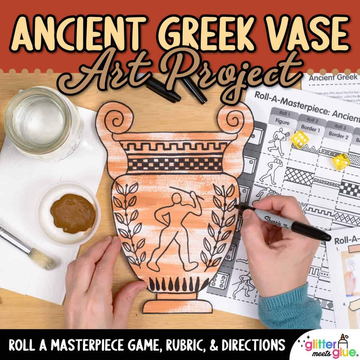Ancient Greece Art Game Roll A Greek Vase Project Template FREE Printable Ancient Greece History Coloring Pages