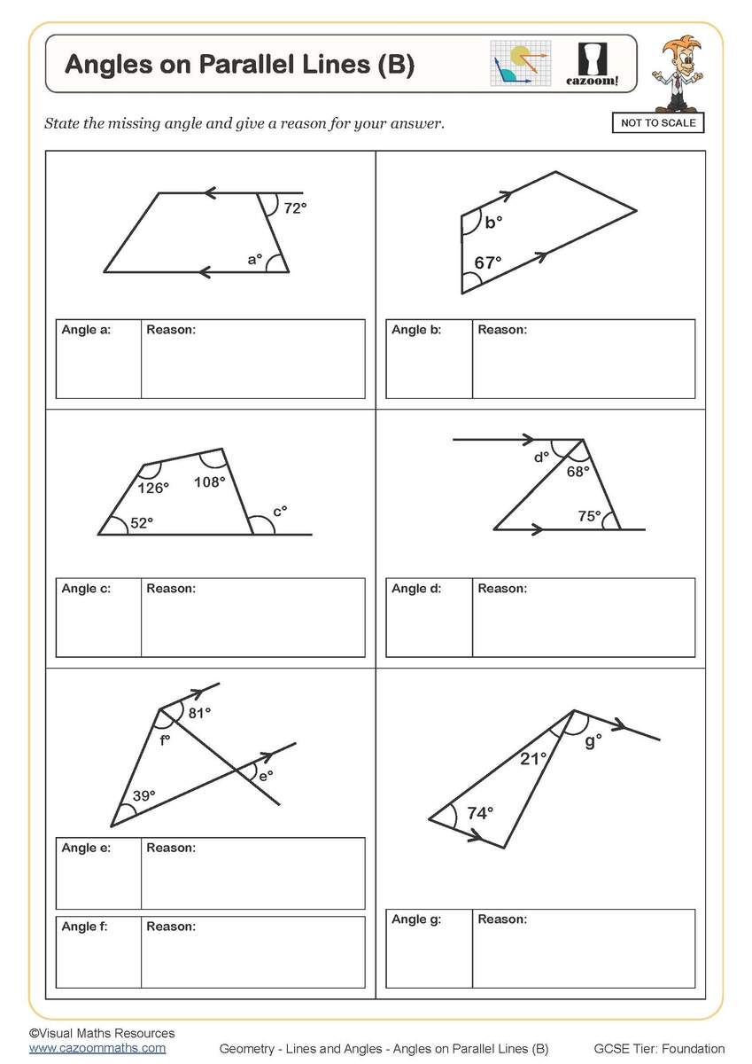 Angles On Parallel Lines B Worksheet Printable Maths Worksheets Angles On Parallel Lines B Worksheet Printable Maths Worksheets
