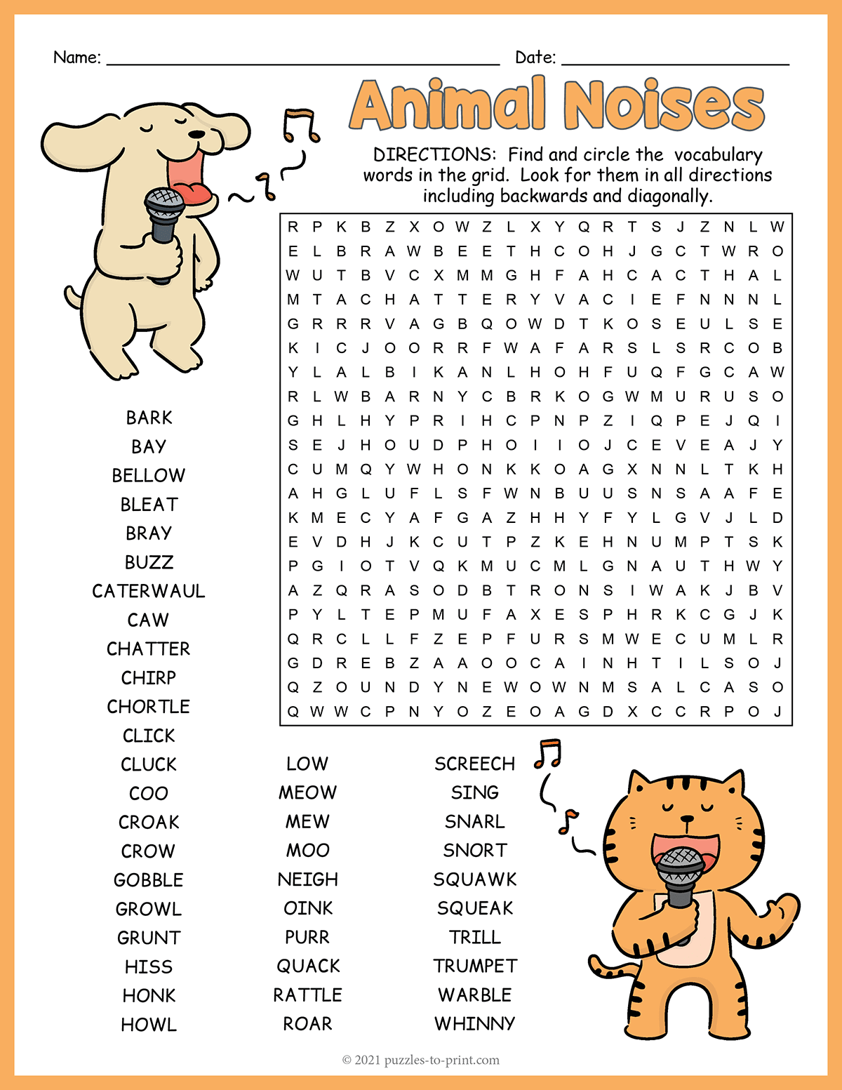 Animal Noises Word Search Free Printable Easy Challenging 10 Free Printable Halloween Word Searches Pjs And Paint