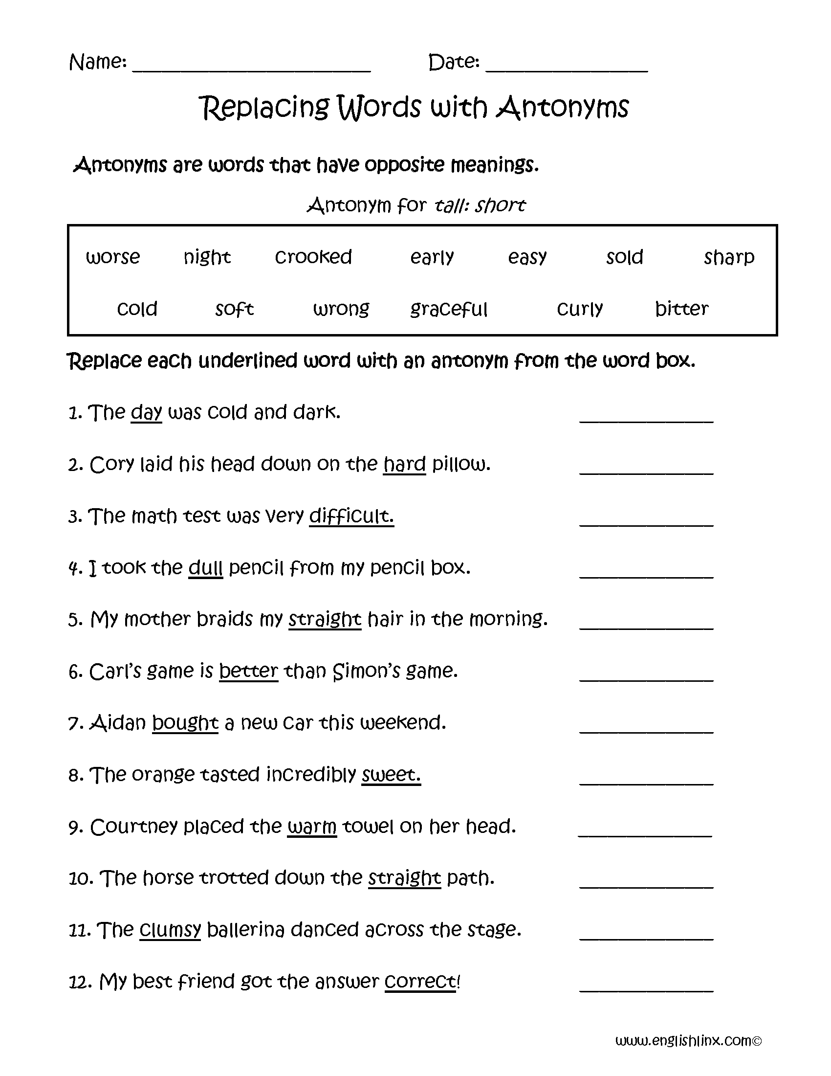 Antonyms Worksheets Free Printable Opposite Word Activities Antonyms Worksheets Free Printable Opposite Word Activities