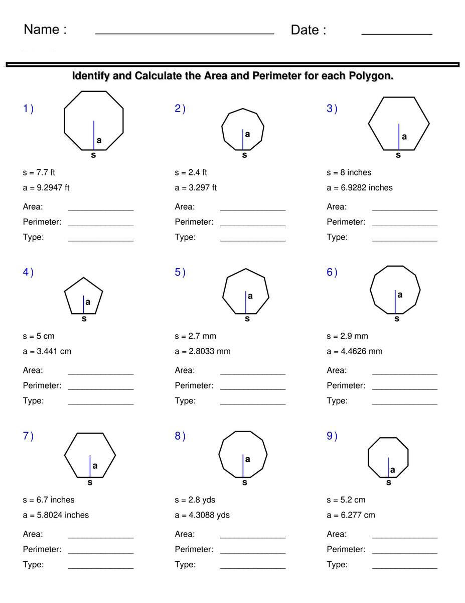 Area And Perimeter Of Regular Polygons Quadrilaterals And Polygons Worksheets Made By Teachers Area And Perimeter Of Regular Polygons Quadrilaterals And Polygons Worksheets Made By Teachers