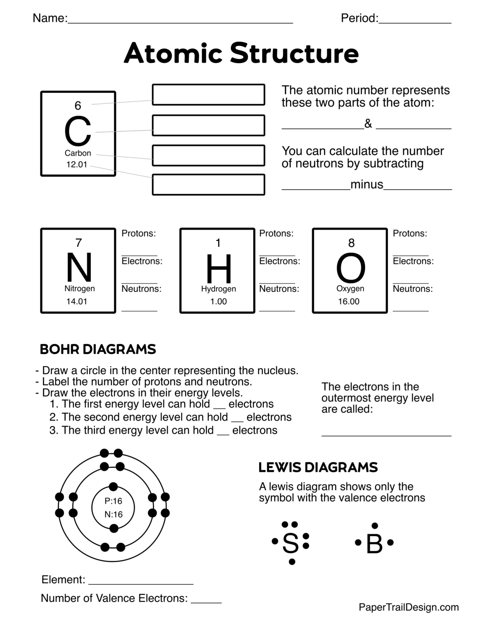 Atoms Molecules Worksheets Free Science Tools