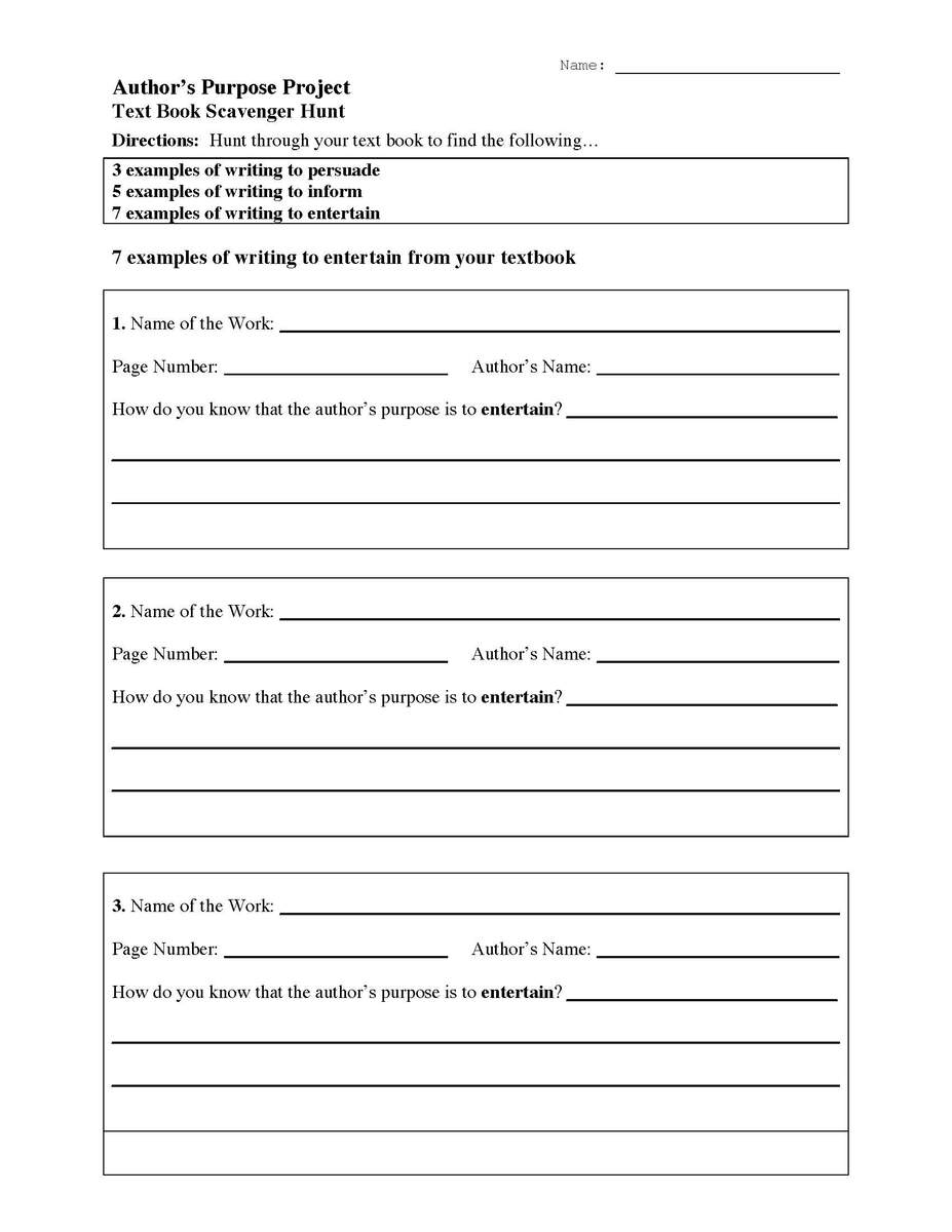 Author S Purpose Worksheets Reading Skills Author S Purpose Worksheets Reading Skills