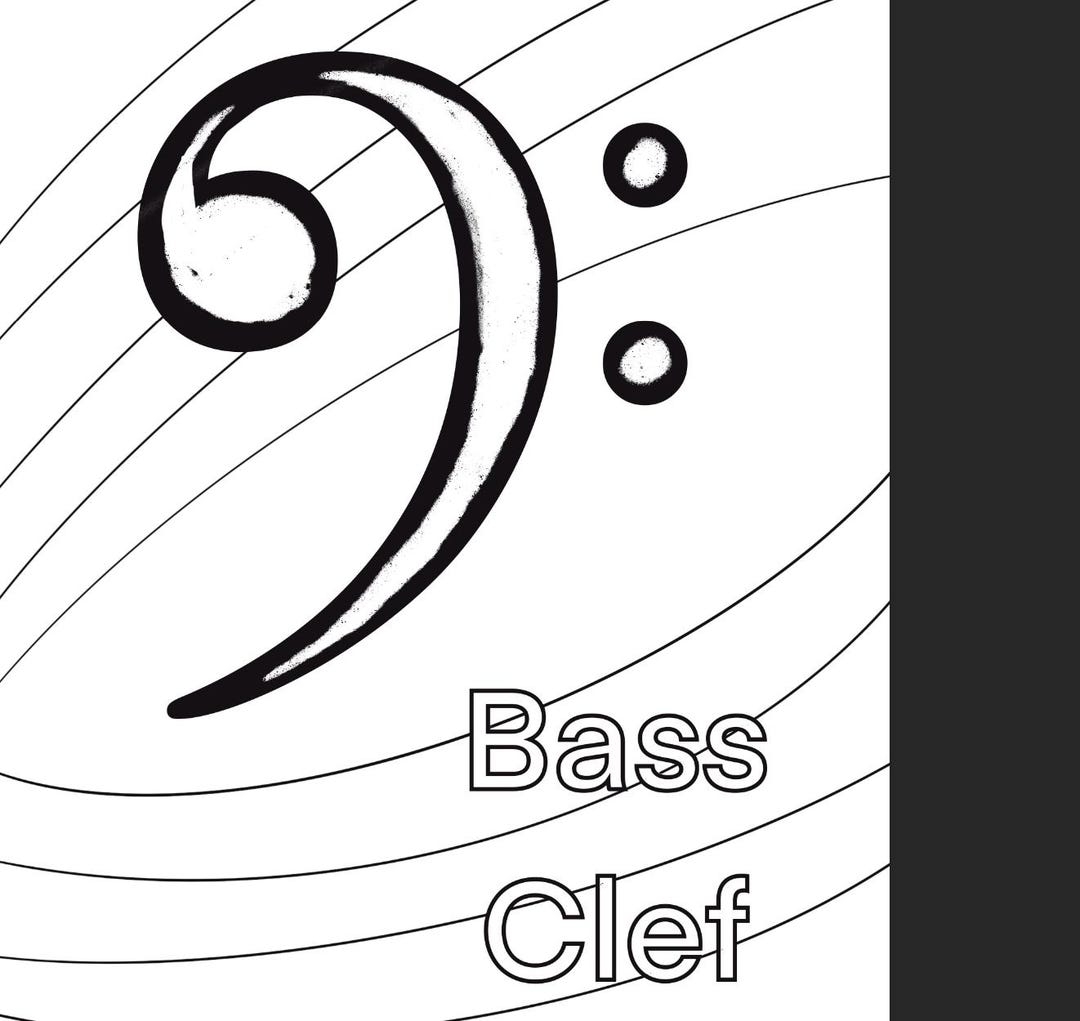 Bass Clef And Treble Clef Coloring Pages Printable Etsy New Zealand