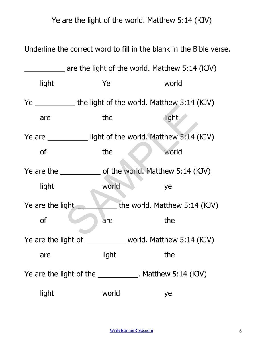 Bible Verse Memorization Activity Pack For Kids Volume 2 Made By Teachers