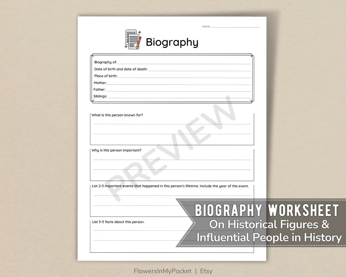 Biography Printable Worksheet On Historical Figures And Influential People In History Social Studies Grades 3rd 8th Teaching Resources Etsy Biography Printable Worksheet On Historical Figures And Influential People In History Social Studies Grades 3rd 8th Teaching Resources Etsy