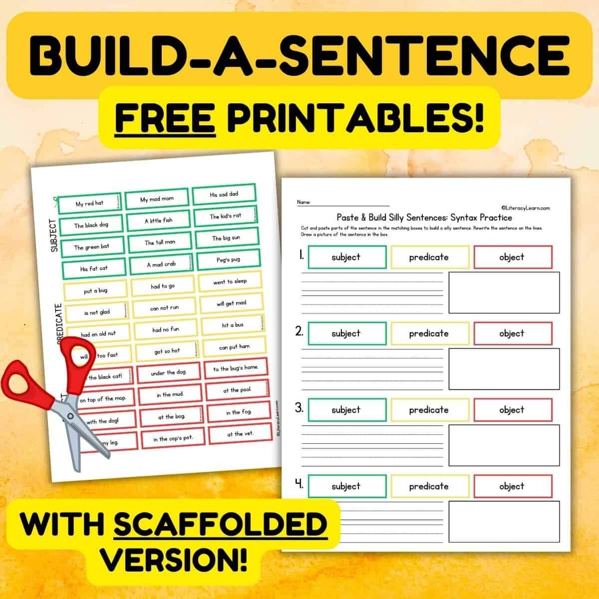 10 Free Sentence Building Printable For Grade 1 Eduflakes