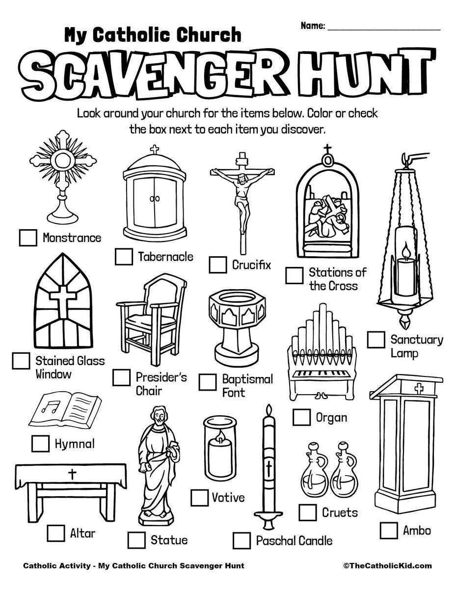 Catholic Scavenger Hunt For Kids Free Printable TheCatholicKid Catholic Mass Activities Made By Teachers