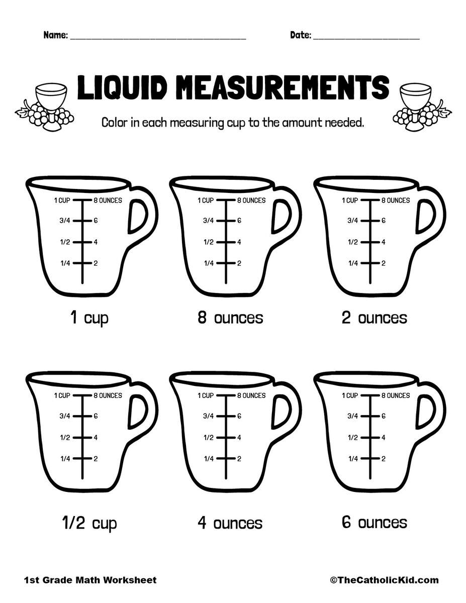 Catholic Themed Liquid Measurements Worksheet TheCatholicKid Catholic Themed Liquid Measurements Worksheet TheCatholicKid
