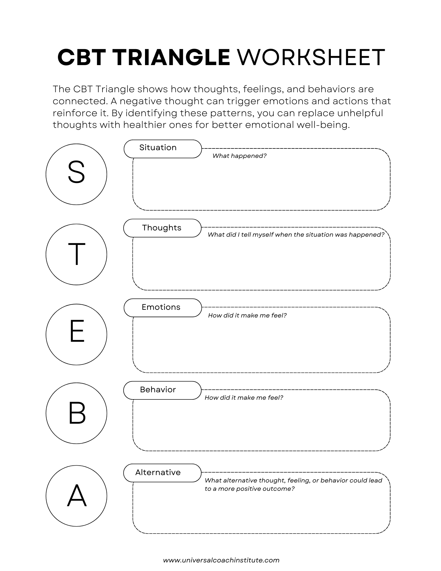 CBT Triangle Explained Worksheet Examples Therapy Worksheets CBT Worksheets Trust Mental Health