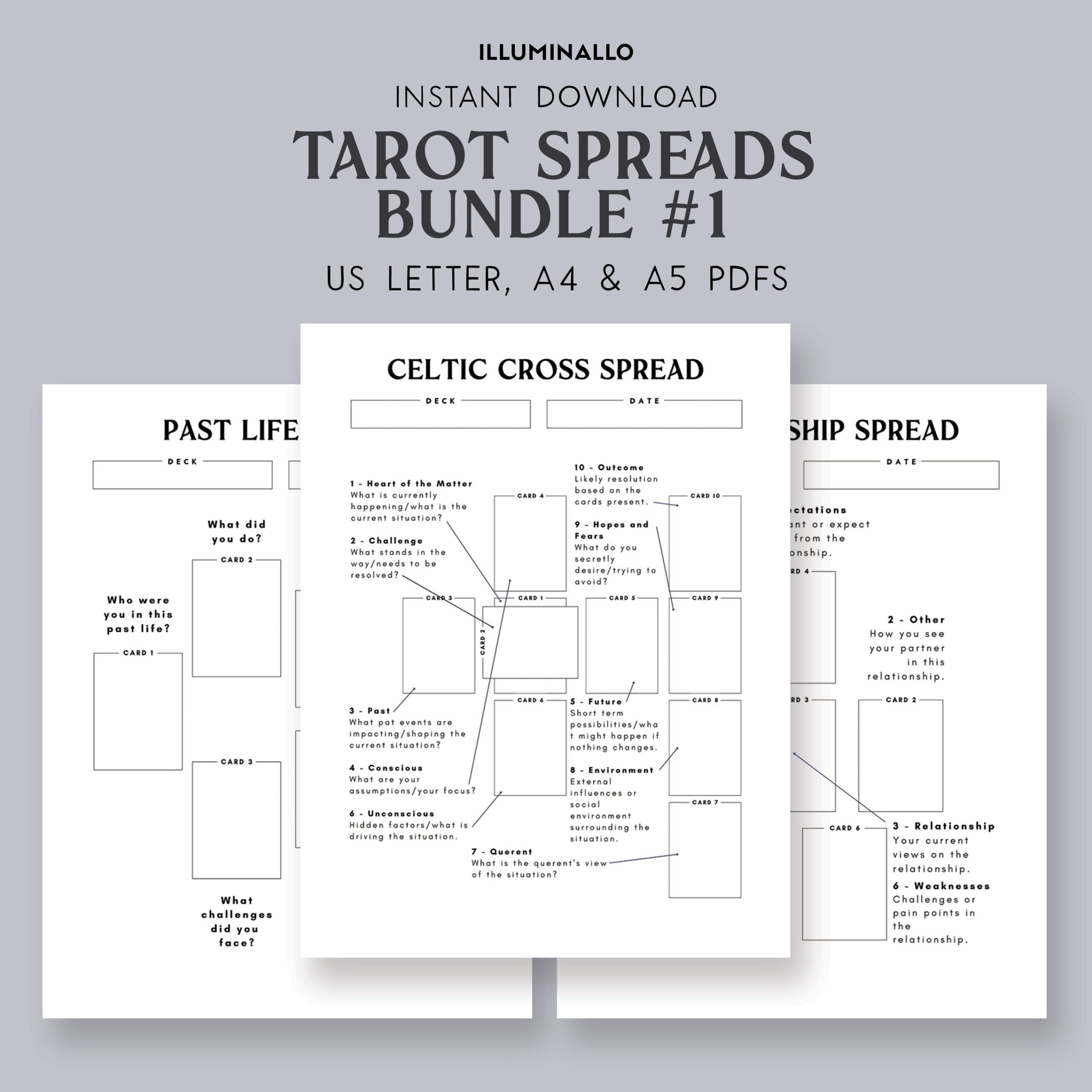 Celtic Cross Tarot Spreads Past Lives Relationship Spreads Relationship Tarot Tarot Journal Printable Tarot Workbook Beginner Tarot Etsy