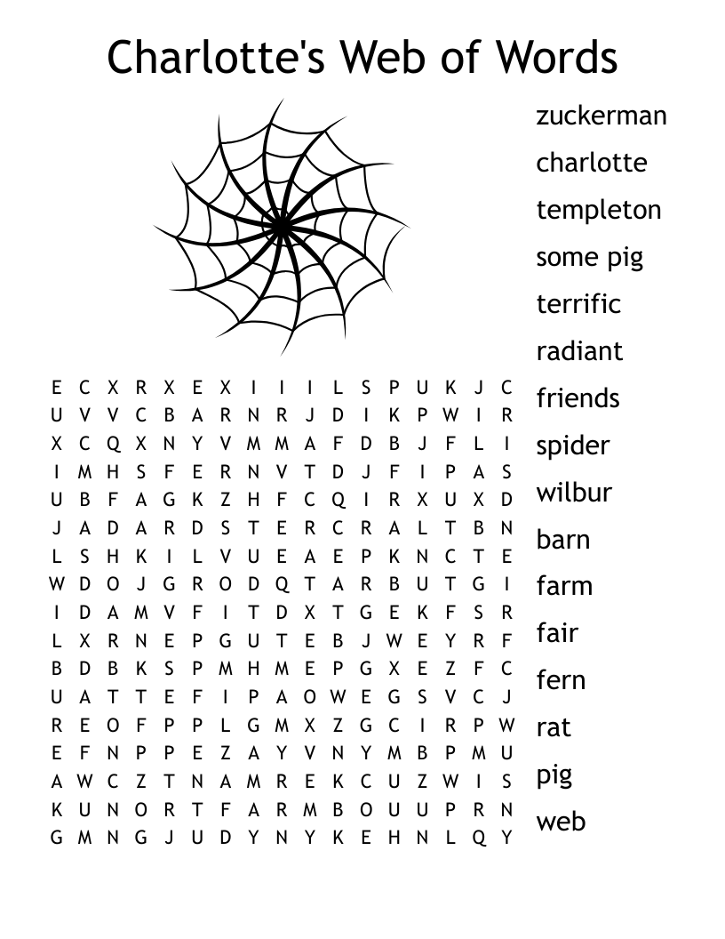 Charlotte S Web Word Search WordMint Charlotte S Web Word Search WordMint